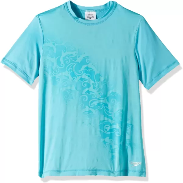 Speedo Water Magic Print Reveal Rashguard Short SleeveAzure Aqua