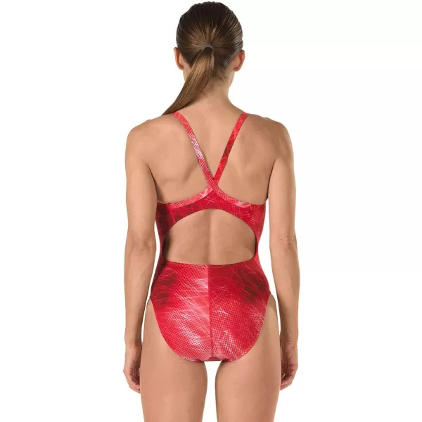 Speedo Womens Endurance Ice Flow Drill Back SwimsuitRed