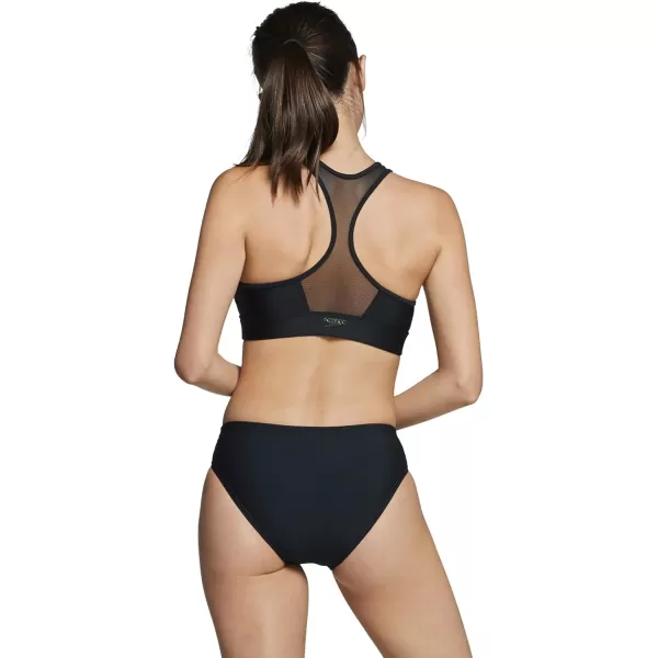 Speedo Womens High Neck Top Bikini Top black SmallMesh Speedo Black