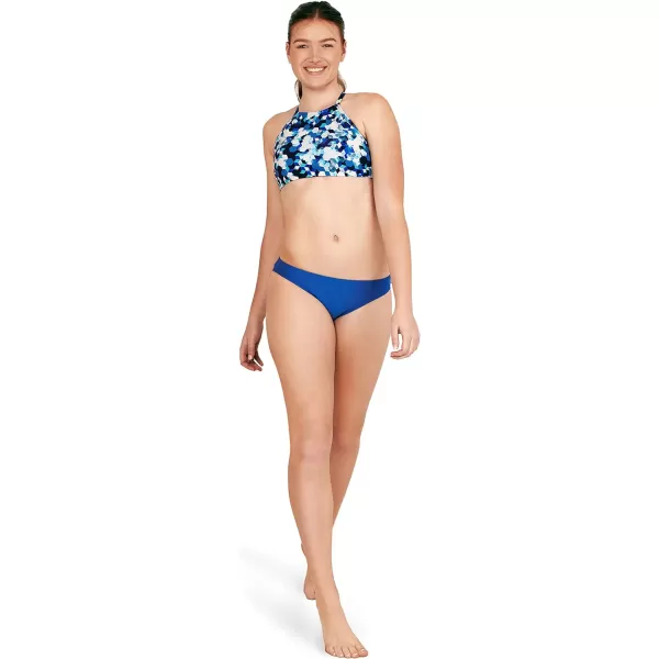 Speedo Womens High Neck Top Bikini Top black SmallPrism Bright Cobalt