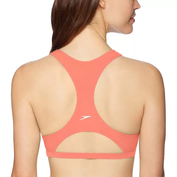 Speedo Womens High Neck Top Bikini Top black SmallVibrant Coral