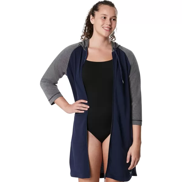 Speedo Womens Hooded Aquatic Fitness Robe and CoverUp with Full Front ZipSpeedo Navy