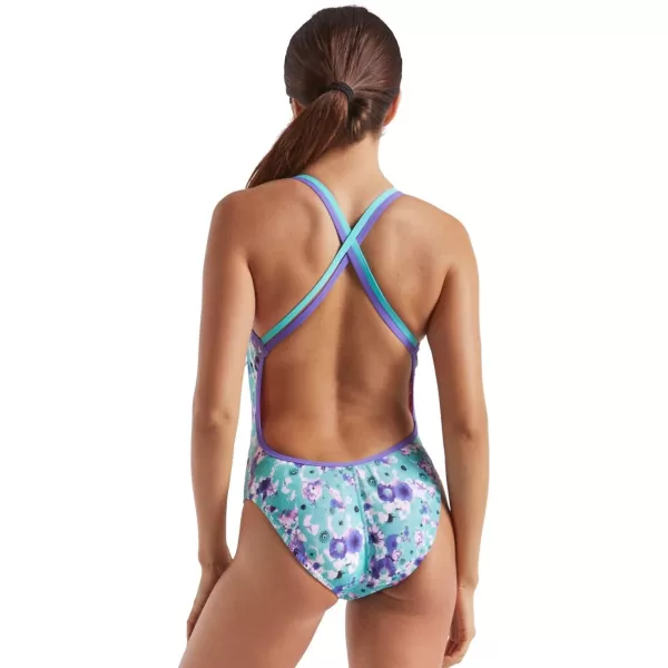 Speedo Womens Missy Franklin Signature Collection Endurance Lite Double Cross Back One Piece SwimsuitAqua Minimal