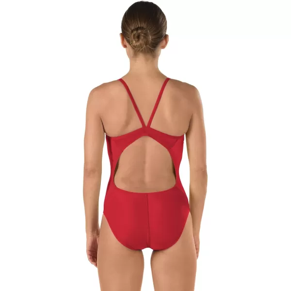 Speedo Womens Power Flex Eco Revolve Splice Energy Back One Piece SwimsuitSpeedo Red