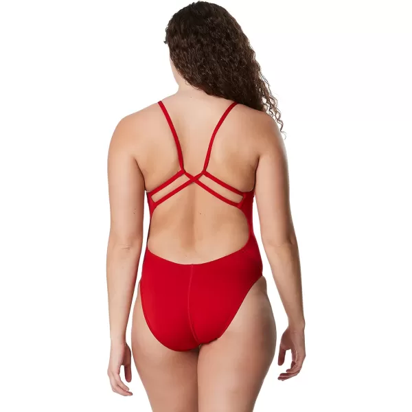 Speedo Womens Standard Swimsuit One Piece Endurance Strappy SolidSpeedo Red