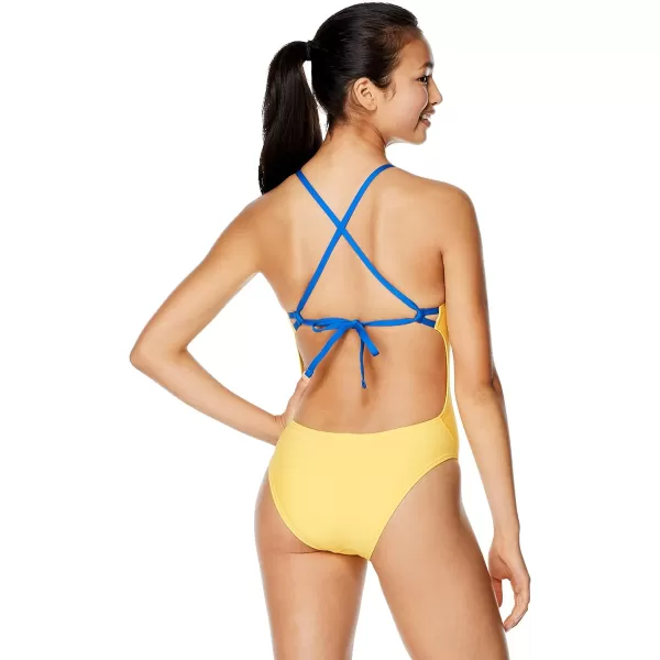 Speedo Womens Standard Swimsuit One Piece Endurance Turnz Tie Back Solid Lemon Chrome 34Speedo Womens Standard Swimsuit One Piece Endurance Turnz Tie Back Solid Lemon Chrome 34