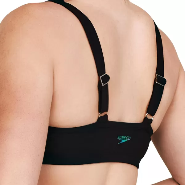Speedo Womens Swimsuit Bikini Top Adjustable Square NeckSolid Speedo Black