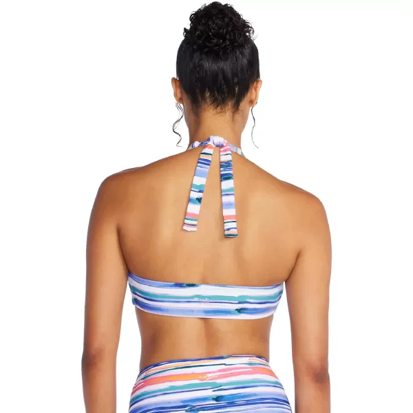 Speedo Womens Swimsuit Bikini Top VNeck HalterBrushed Stripe