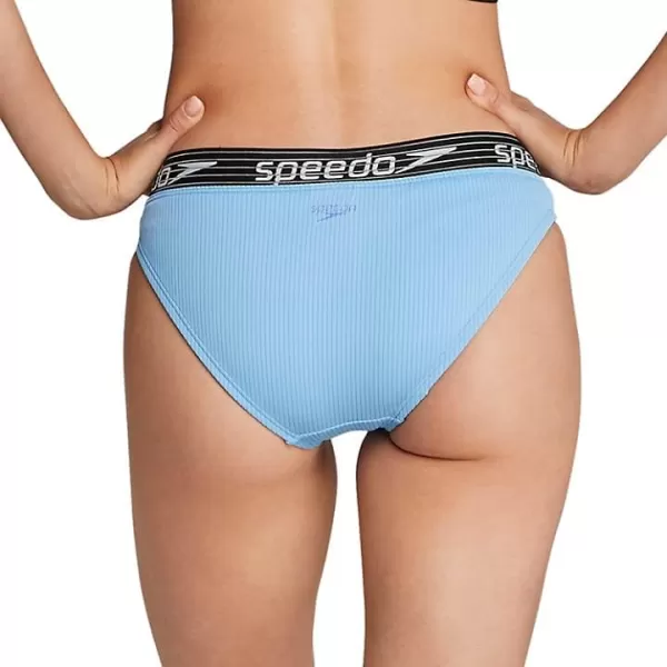 Speedo Womens Swimsuit Bottom Bikini Creora Highclo HipsterStripe Logo Robbia Blue