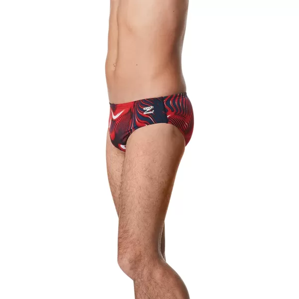 Speedo Womens Swimsuit Brief Endurance Printed Team ColorsFusion RedWhiteBlue