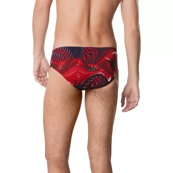 Speedo Womens Swimsuit Brief Endurance Printed Team ColorsFusion RedWhiteBlue