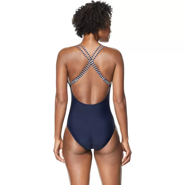 Speedo Womens Swimsuit One Piece Adjustable Crossback Contemporary CutPeacoat