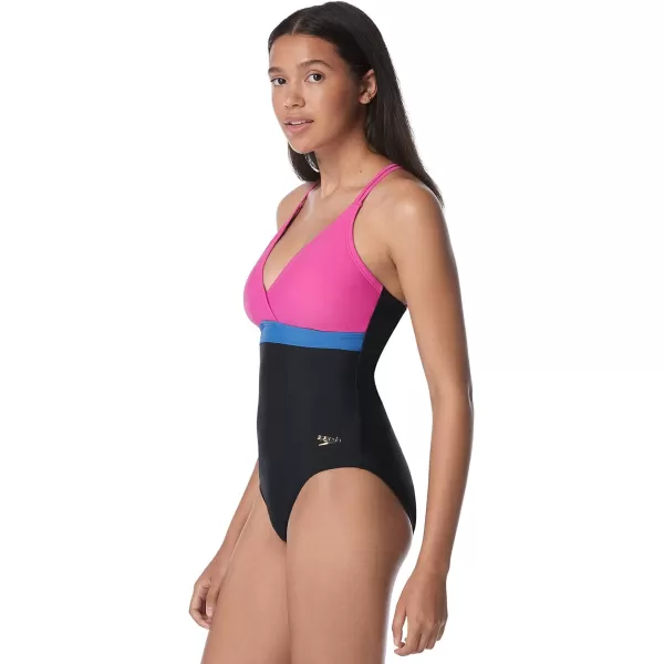 Speedo Womens Swimsuit One Piece Adjustable Crossback Contemporary CutRose Violet
