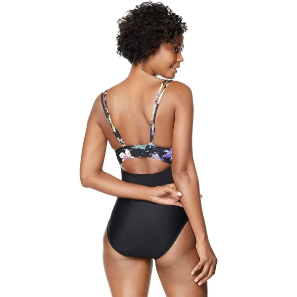 Speedo Womens Swimsuit One Piece Adjustable Square Neck Contemporary CutAcid Lime