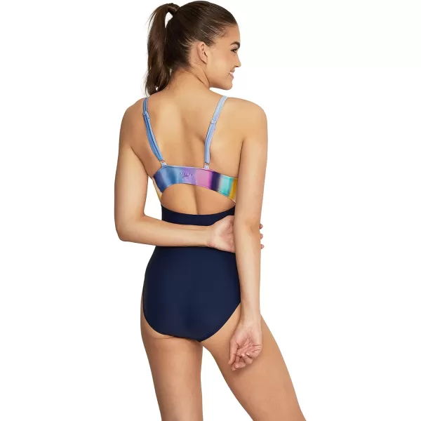 Speedo Womens Swimsuit One Piece Adjustable Square Neck Contemporary CutPorcelain