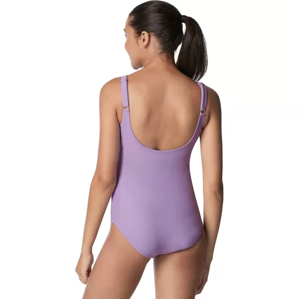 Speedo Womens Swimsuit One Piece Adjustable Square Neck Contemporary CutRib Fairy Wren