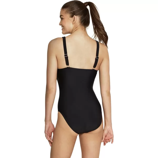 Speedo Womens Swimsuit One Piece Adjustable Square Neck Contemporary CutSolid Speedo Black