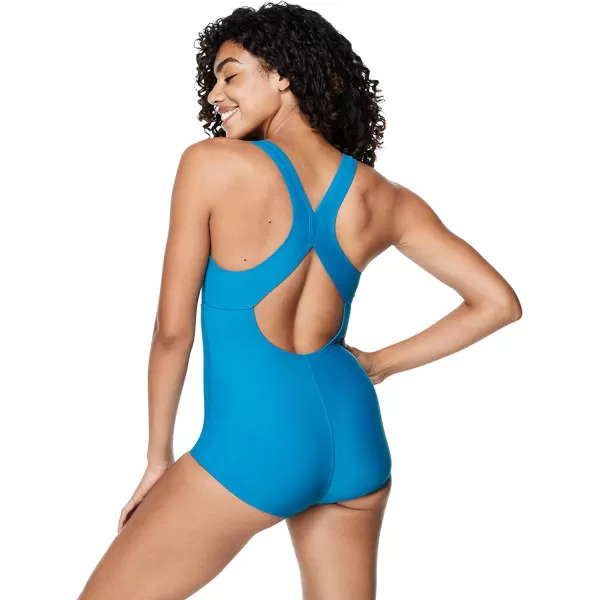 Speedo Womens Swimsuit One Piece Creora Highclo TouchbackOcean Depths