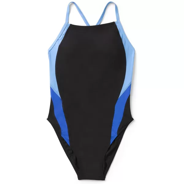 Speedo Womens Swimsuit One Piece Endurance Cross Back Solid Adult Team ColorsBlackBlue