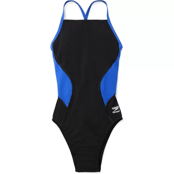 Speedo Womens Swimsuit One Piece Endurance Cross Back Solid Adult Team ColorsSpark BlackBlue