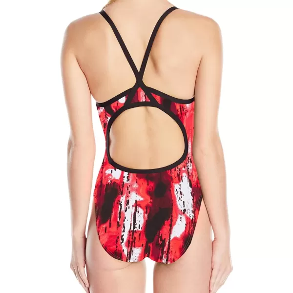 Speedo Womens Swimsuit One Piece Endurance Flyback Printed Adult Team Colors  Manufacturer DiscontinuedArt Speedo Red