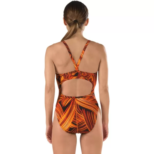 Speedo Womens Swimsuit One Piece Endurance Flyback Printed Adult Team Colors  Manufacturer DiscontinuedTurbo Speedo Orange