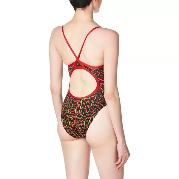 Speedo Womens Swimsuit One Piece Endurance Flyback Printed Adult Team ColorsDiscontinuedAmplified Red