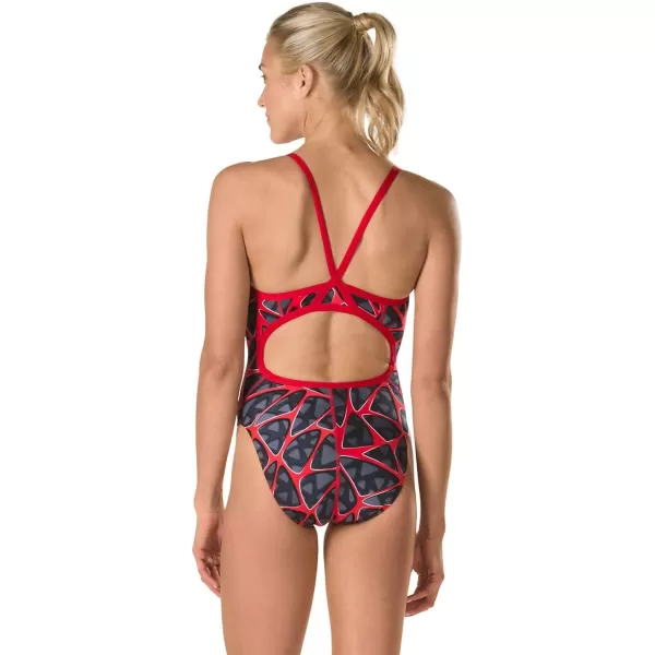 Speedo Womens Swimsuit One Piece Endurance Flyback Printed Adult Team ColorsDiscontinuedCaged Speedo Red