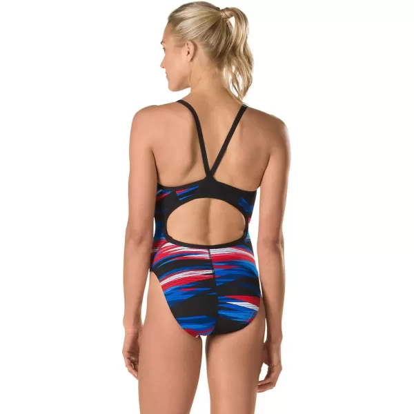 Speedo Womens Swimsuit One Piece Endurance Flyback Printed Adult Team ColorsDiscontinuedHavoc RedWhiteBlue