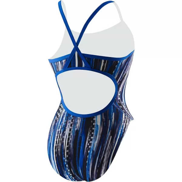 Speedo Womens Swimsuit One Piece Endurance Flyback Striped Adult Team ColorsDiscontinuedBlue