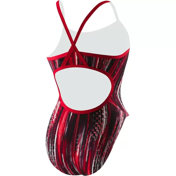 Speedo Womens Swimsuit One Piece Endurance Flyback Striped Adult Team ColorsDiscontinuedRed