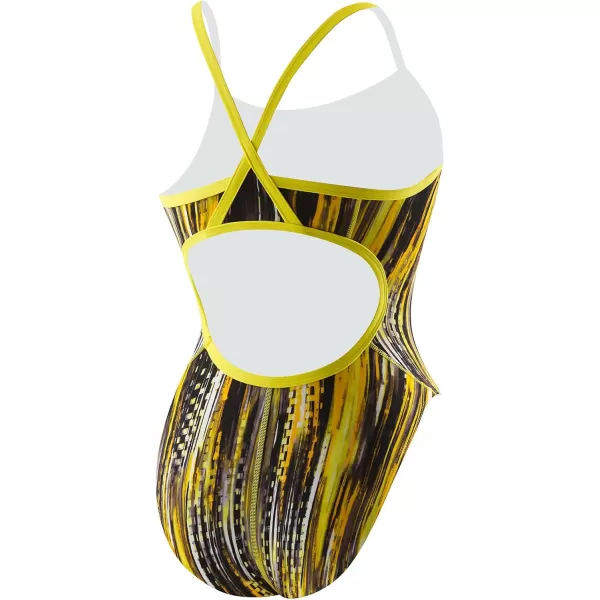 Speedo Womens Swimsuit One Piece Endurance Flyback Striped Adult Team ColorsDiscontinuedSpeedo Yellow