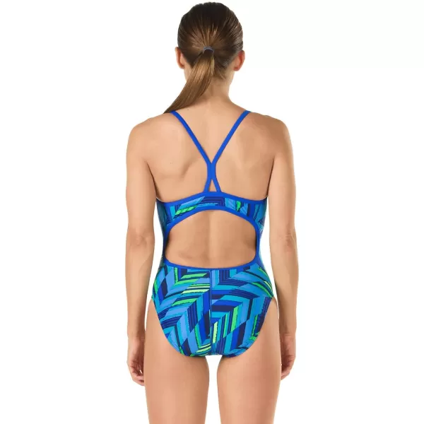 Speedo Womens Swimsuit One Piece Endurance Free Back Printed Adult Team ColorsDiscontinuedAngles BlueGreen