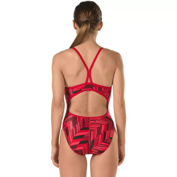 Speedo Womens Swimsuit One Piece Endurance Free Back Printed Adult Team ColorsDiscontinuedAngles Speedo Red