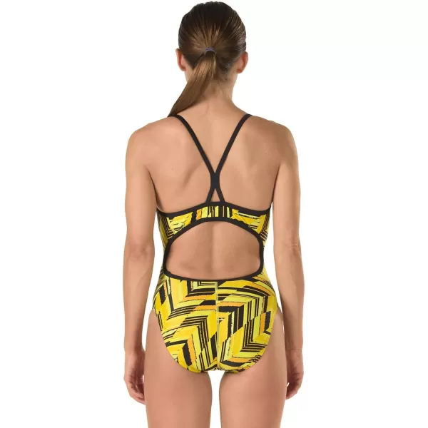 Speedo Womens Swimsuit One Piece Endurance Free Back Printed Adult Team ColorsDiscontinuedAngles Speedo Yellow