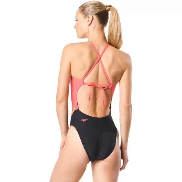 Speedo Womens Swimsuit One Piece Endurance Lite Hero Back Turnz SolidDiscontinuedDeep Coral