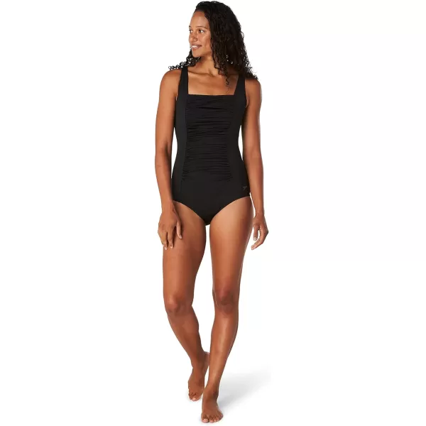 Speedo Womens Swimsuit One Piece Endurance Shirred Tank Moderate CutAnthracite