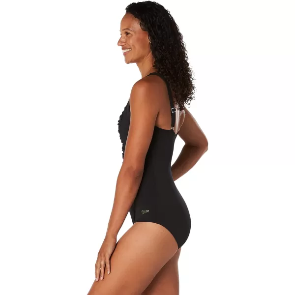 Speedo Womens Swimsuit One Piece Endurance Shirred Tank Moderate CutAnthracite