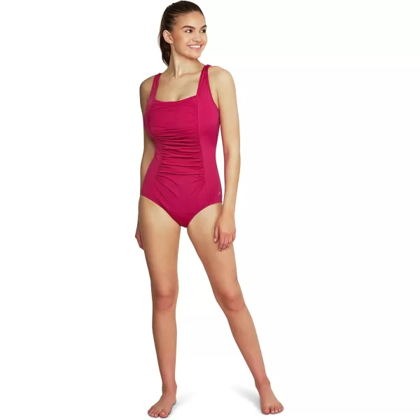 Speedo Womens Swimsuit One Piece Endurance Shirred Tank Moderate CutFestival Fuchsia