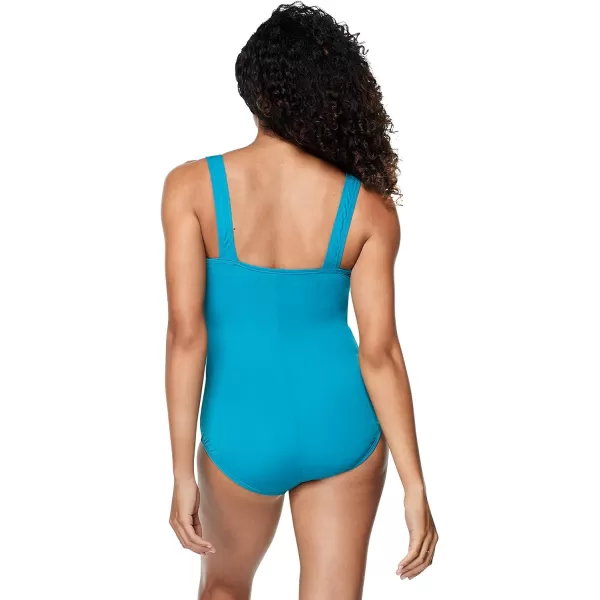 Speedo Womens Swimsuit One Piece Endurance Shirred Tank Moderate CutOcean Depths
