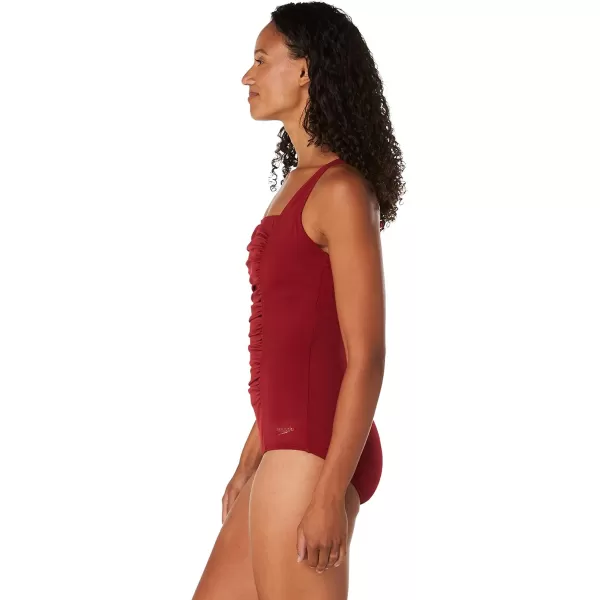 Speedo Womens Swimsuit One Piece Endurance Shirred Tank Moderate CutRhubarb