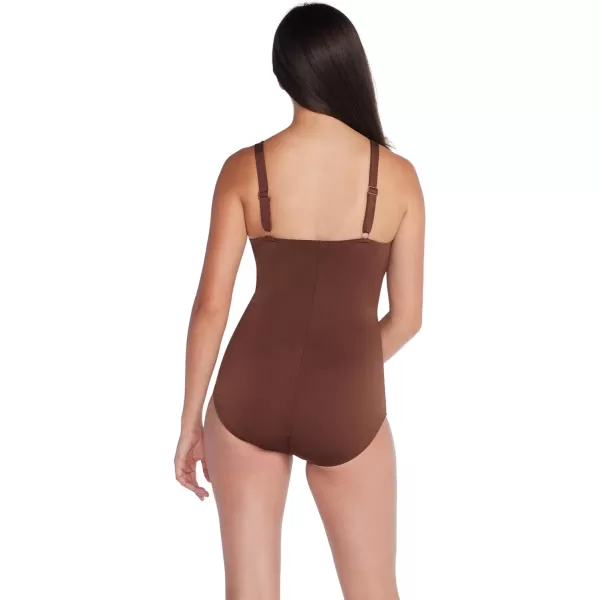 Speedo Womens Swimsuit One Piece Endurance Shirred Tank Moderate CutSimple Brown
