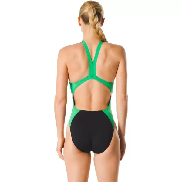 Speedo Womens Swimsuit One Piece Endurance Super Pro Block Adult Team ColorsBlackGreen