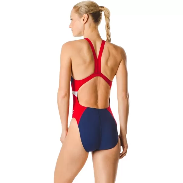 Speedo Womens Swimsuit One Piece Endurance Super Pro Block Adult Team ColorsNavyRed