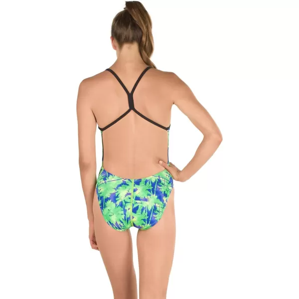 Speedo Womens Swimsuit One Piece Endurance The One Printed Team Colors  DiscontinuedGreen Flash