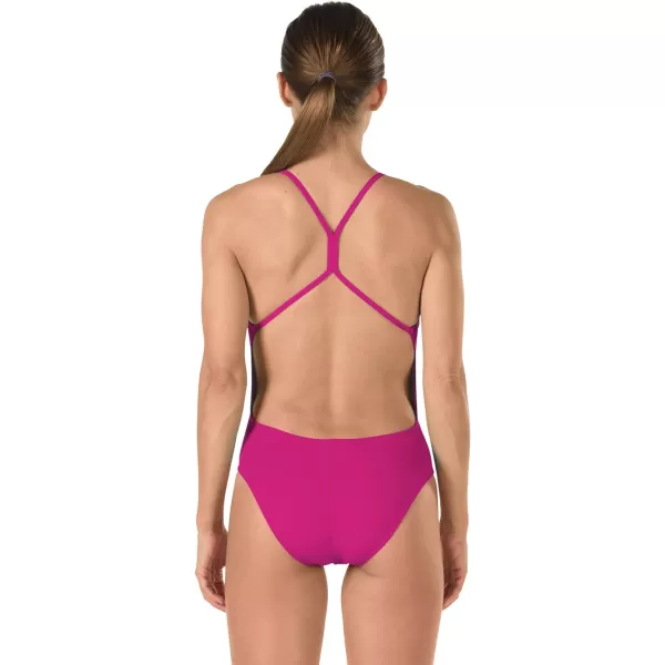 Speedo Womens Swimsuit One Piece Endurance The One Solid Team Colors  DiscontinuedBlazing Pink