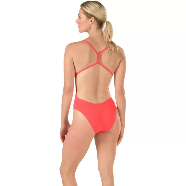 Speedo Womens Swimsuit One Piece Endurance The One Solid Team Colors  DiscontinuedOrange Flame