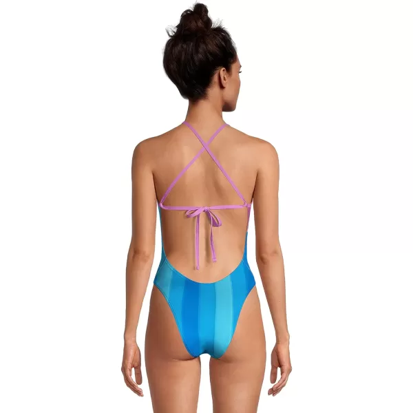 Speedo Womens Swimsuit One Piece Endurance Turnz Tie Back PrintedBlue
