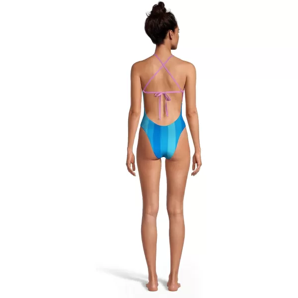 Speedo Womens Swimsuit One Piece Endurance Turnz Tie Back PrintedBlue