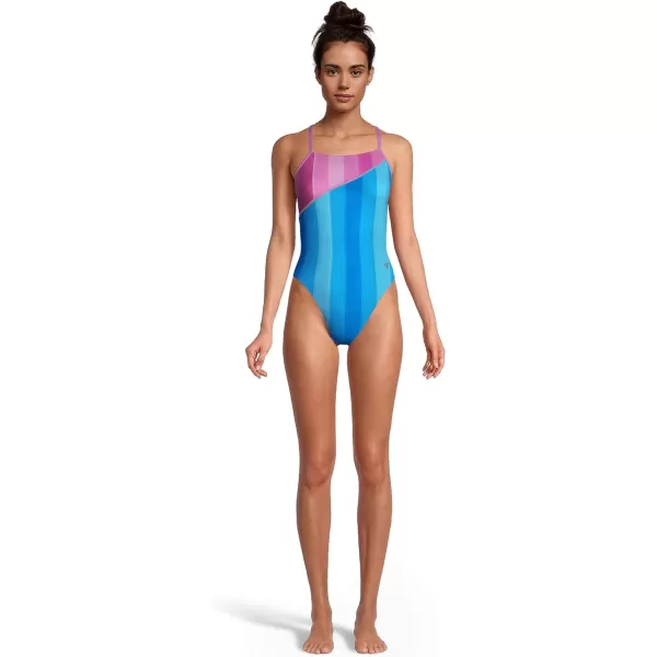 Speedo Womens Swimsuit One Piece Endurance Turnz Tie Back PrintedBlue
